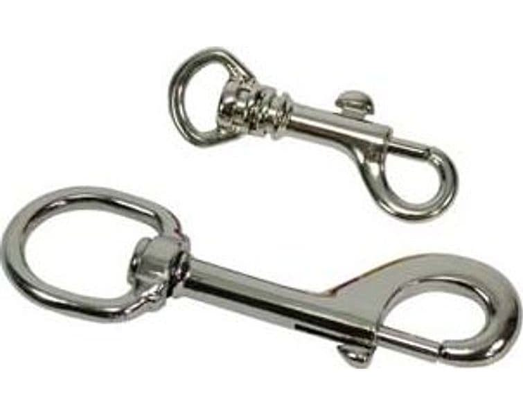 Moschettoni a Scatto con Anello Girevole in Acciaio Nichelato 130 5 Pezzi - 2