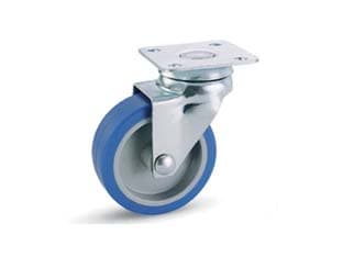 Ruote a Forcella in Gomma Blu Sintetica con Piastra Girevole 221 Cod 218849 - 2