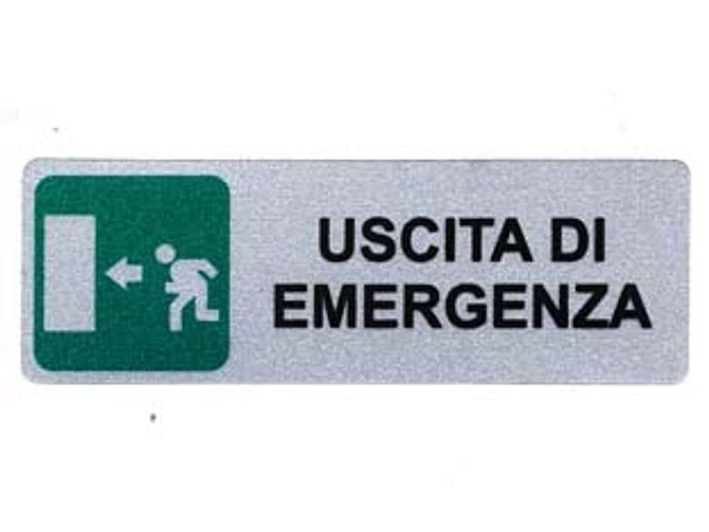 Targhetta Adesiva Uscita di Emergenza (freccia a Sinistra) 15 10 Pezzi - 2