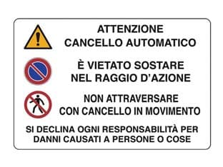 Cartello Cancello Automatico Vietato Sostare Non Attraversare 30 10 Pezzi - 2