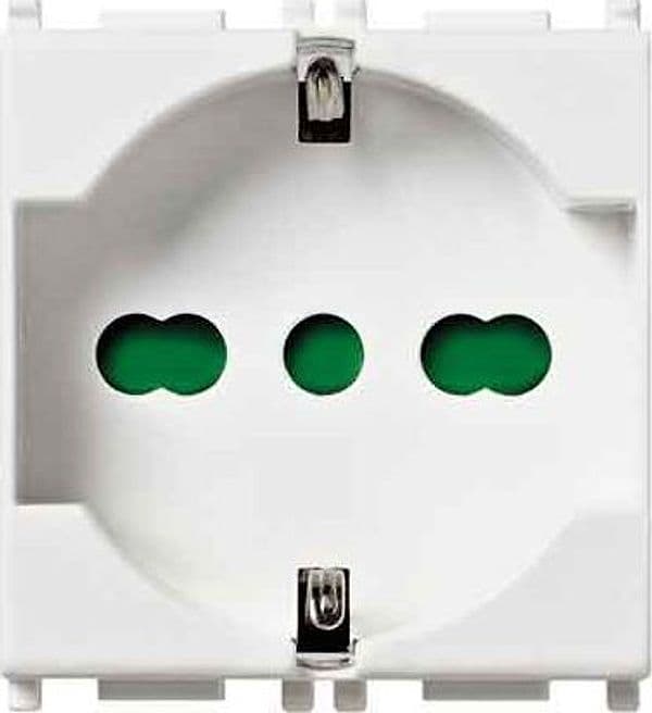Presa Italiana Tedesca Plana Vimar 10 e 16 A 250V 2P con T Colore Bianco