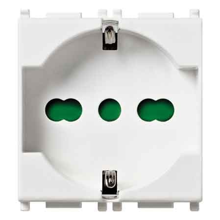 Presa Italiana Tedesca Plana Vimar 10 e 16 A 250V 2P con T Colore Bianco - 2