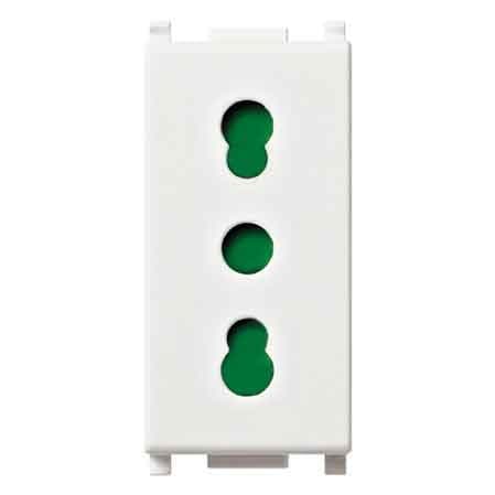 Presa Bivalente Plana Vimar 10 e 16 A 250V 2P con T Colore Bianco - 2