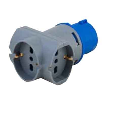 Adattatore Industriale Triplo 220V Spina 2P Prese Schuko 2P con T 10 e 16 A - 2