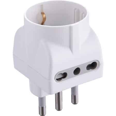 Adattatore Triplo Schuko Bivalente 2P Electraline Presa 10 e 16 6776002 - 2