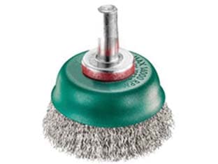 Spazzola a Tazza Fili in Acciaio Inox per Trapano Ø 75 mm Codolo 6 3 Pezzi - 2