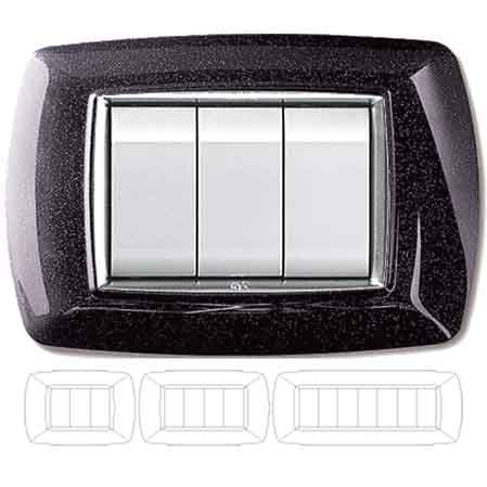 Placca Coprinterruttore Nera Glitter Mylife 4 Moduli Ec Elettrocanali - 2