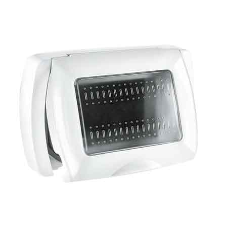 Placca Autoportante con Portello Easy 3 Moduli Ec Elettrocanali Bianco - 2