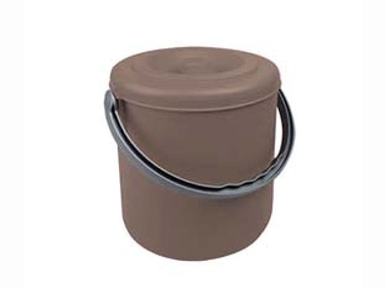 Pattumiera Tonda Eureka Tortora con Coperchio in Polipropilene 27 3 Pezzi - 2