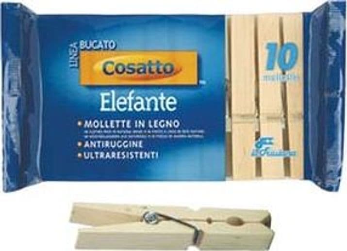 Mollette Elefante in Legno Naturale Molla Antiruggine 10 cm PZ.10 10 - 2