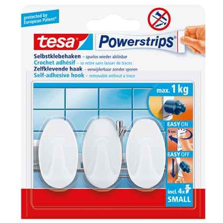 Gancio Ovale Powerstrips® Small 3 Ganci con 4 Strisce Tesa - 2