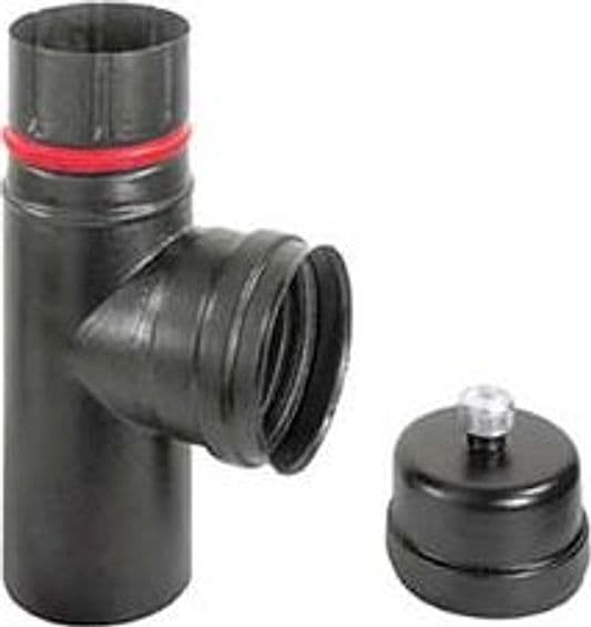 Raccordo a T m F per Stufe a Pellet Nero Opaco Ala Pellet Eco m F Ø 100 mm - 2