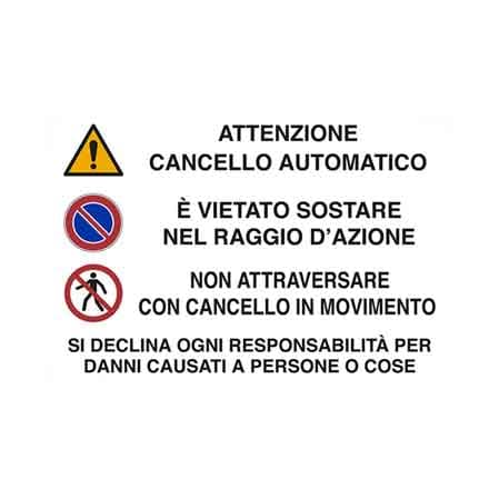 Cartello Attenzione Cancello Automatico 20 x 30 cm 10 Pezzi - 2
