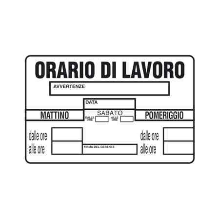 Cartello Orario di Lavoro 20 x 30 cm 10 Pezzi - 2
