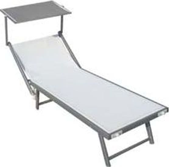 Lettino Alluminio Piegh. Pesante con Parasole Tessuto Texilene Bianco 61 – Vette