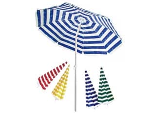 Ombrellone da Spiaggia in TNT a Righe Tondo 180 cm Bianco Rosso Vette - 2
