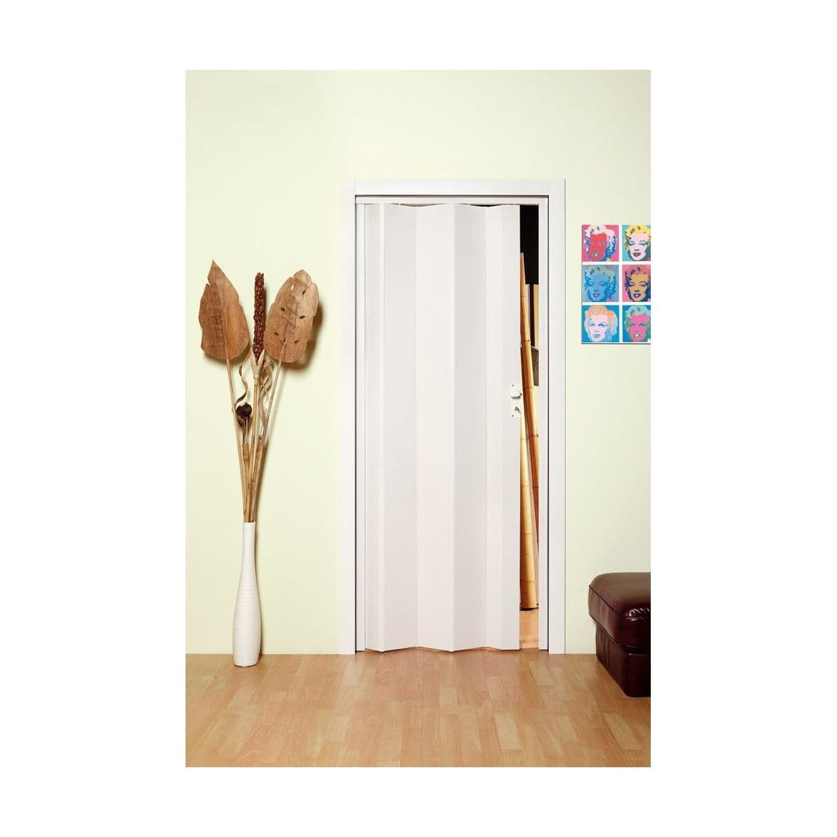 Porta a Soffietto Effetto Legno 82 x 214 cm Col Bianco - 2