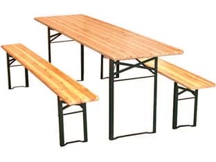 Set Tavolo + 2 Panche Birreria 2 Gambe Tavolo 220 CMX80X77H. Panche 220 - 2