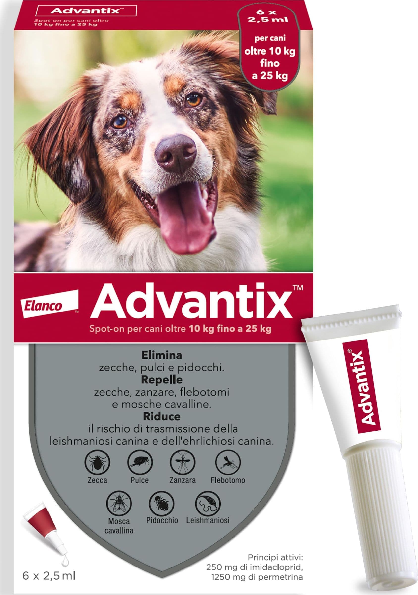 Antiparassitario Advantix per Cani da 10 kg a 25 kg in Conf. da 6 Pipette - 2