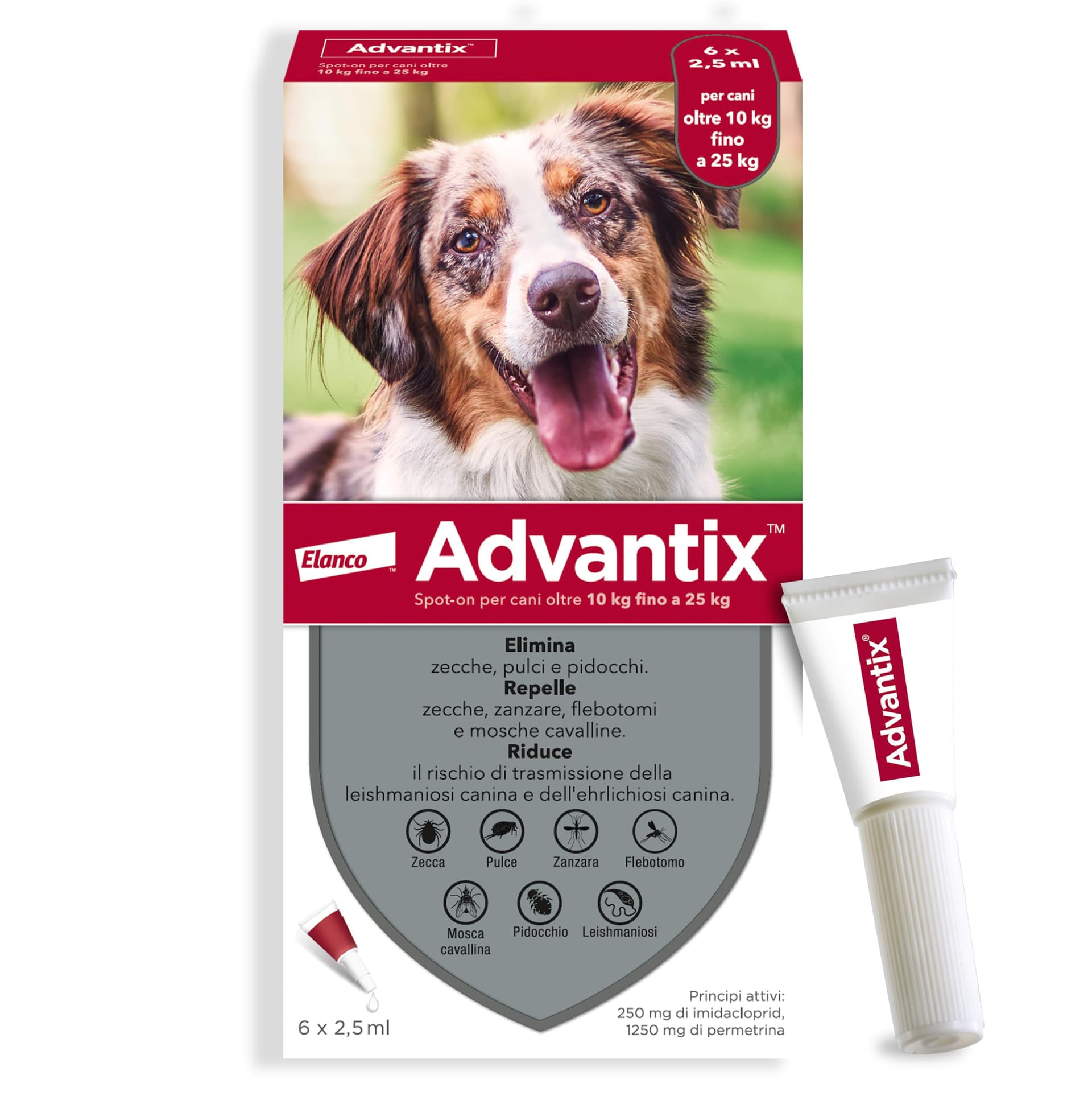 Antiparassitario Advantix per Cani da 10 kg a 25 kg in Conf. da 6 Pipette - 2