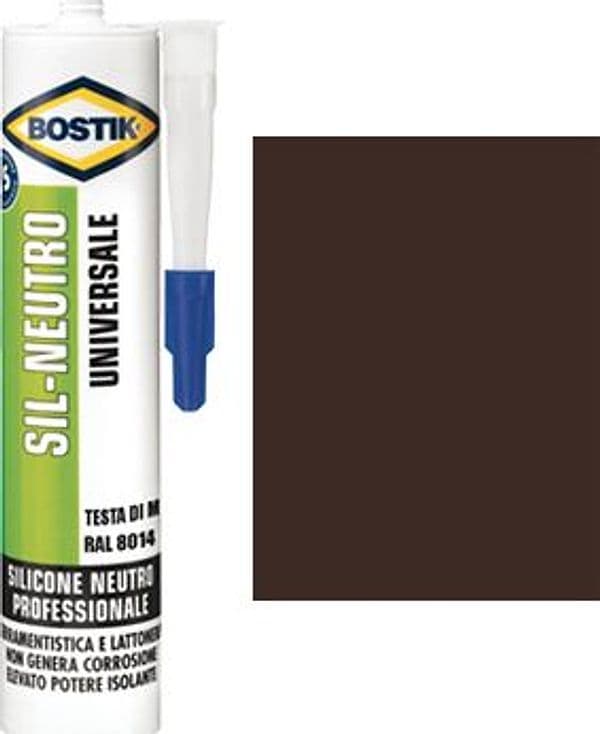 Silicone Neutro Sil Bostik Testa di Moro Ral 8014 300 ml 2 Pezzi - 2