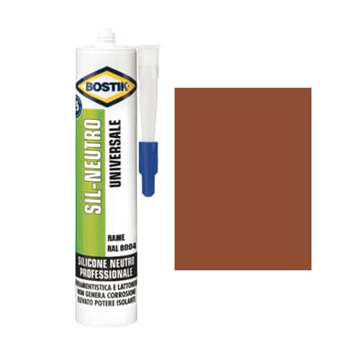 Silicone Neutro Sil Bostik Rame Ral 8004 300 ml 4 Pezzi - 2