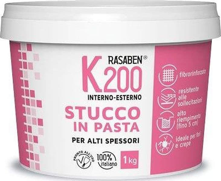 Stucco Pasta Interno Esterno K200 K2 Rasaben Alti Spessori 1 kg 12 Pezzi - 2
