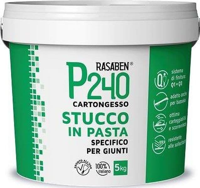 Stucco Pasta Cartongesso P240 K2 Rasaben Specifico Giunti 5 kg 4 Pezzi - 2