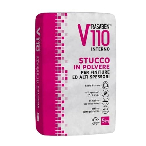 Stucco Polvere Interno V110 K2 Rasaben Alti Spessori 5 kg 4 Pezzi