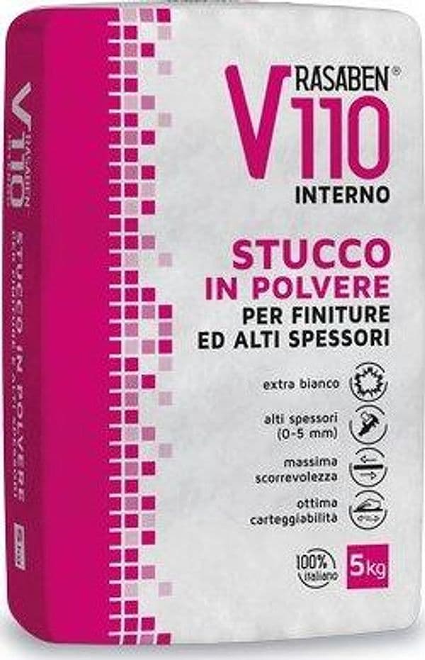 Stucco Polvere Interno V110 K2 Rasaben Alti Spessori 5 kg 4 Pezzi - 2