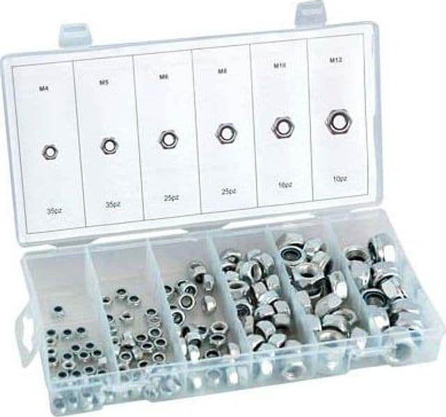 Dado Esagonale Autobloccante in Kit Self Hand Zincato M 4 x 12 146 Pezzi