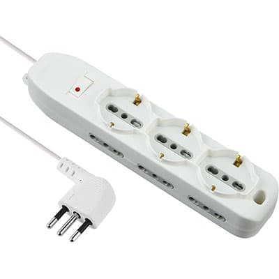 Multipresa Bipasso con Schuko con Termico Electraline Bianco Posti 9 2P - 2