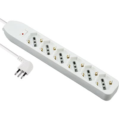 Multipresa Bipasso Schuko con Termico Electraline Bianco 2 Pezzi - 2