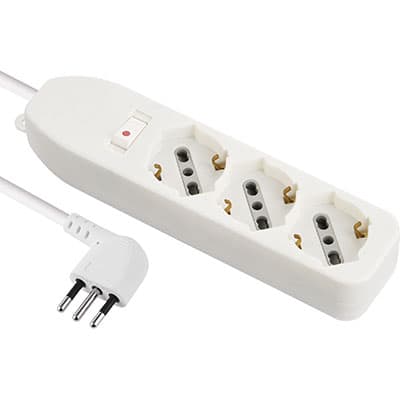 Multipresa Bipasso Schuko con Termico Electraline Bianco 2 Pezzi 7420359 - 2