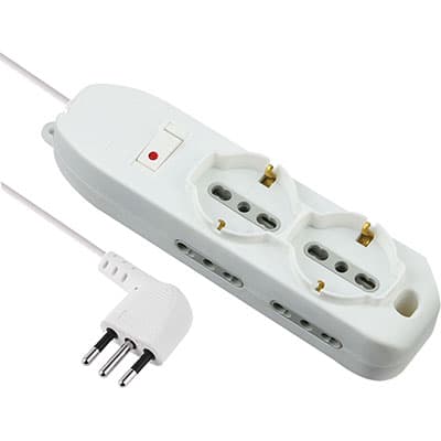 Multipresa Bipasso con Schuko con Termico Electraline Bianco 2 Pezzi - 2