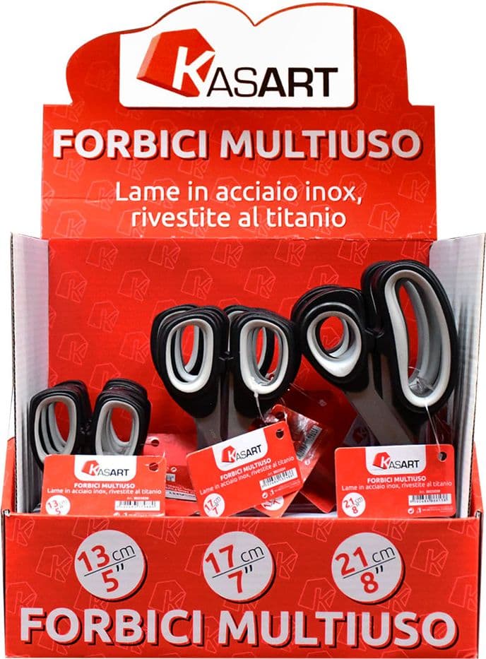 Espositore Forbici Multiuso Kasart 18 Pezzi in Acciaio Inox