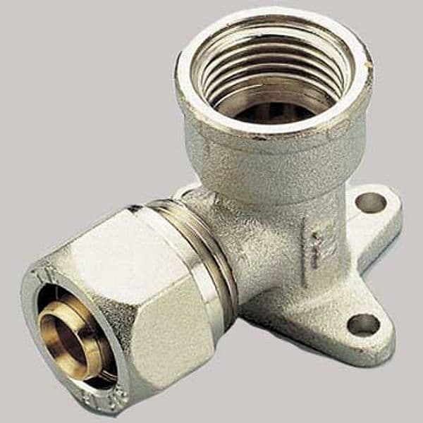 Raccordo a Compressione Curvo Femmina con Flangia Tiemme 20 x 1/2