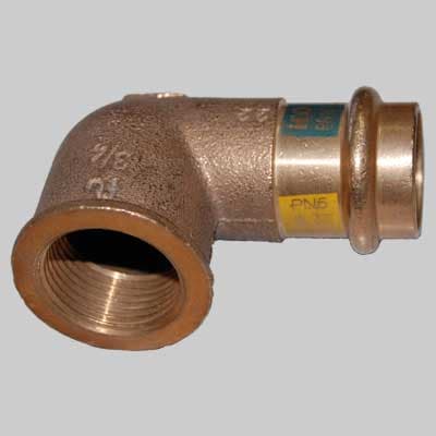 Raccordo Bronzo Gomito Femmina a Pressare 15 x ½ Made in Italy - 2