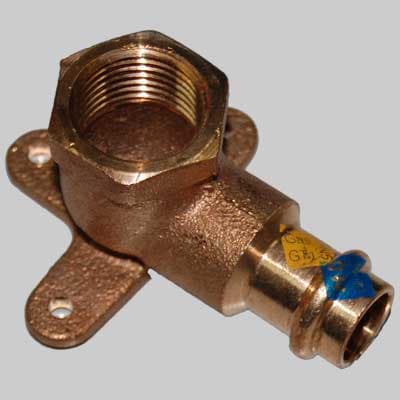 Raccordo Bronzo Gomito con Flangia a Pressare 22 x ¾ Made in Italy - 2