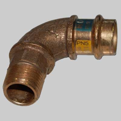 Raccordo Bronzo Gomito Maschio a Pressare 18 x ¾ Made in Italy - 2
