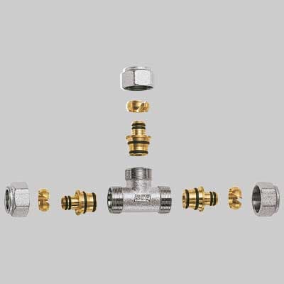 Raccordo Tee con 3 Attacchi Cromato Far Completo 1 x 32 x 3 - 2