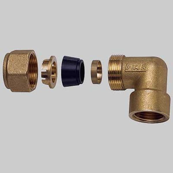 Gomito Femmina con Kit di Tenuta per Tubo Rame 1/2 x 14 Far - 2