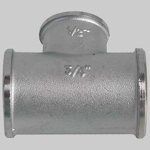 Raccordo Tee Diritto Ridotto Ottone Nichelato 1 x 3/4 x 1 Made in Italy - 2