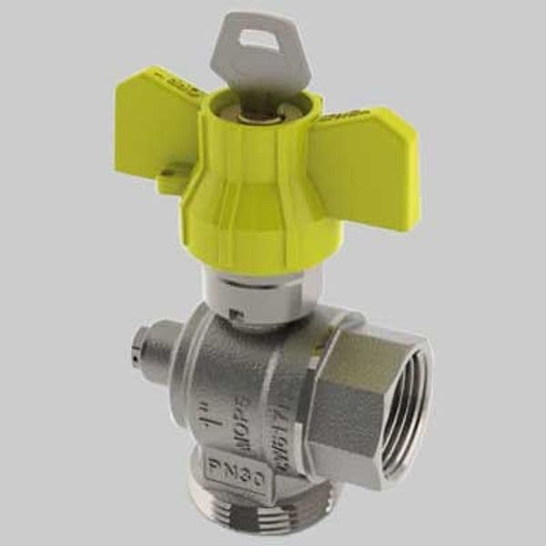 Valvola ad Angolo Postcontatore con Presa e Sicurezza 3/4 x 11/4 Tiemme - 2