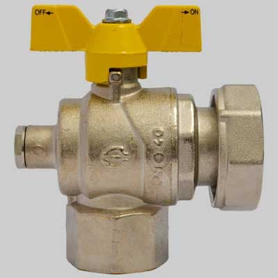 Valvola Gas a Sfera F ad Angolo con Presa Pressione Dado Girevole Farfalla - 2