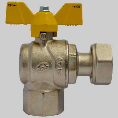 Valvola Sfera Gas ad Angolo F Dado Girevole Farfalla Alluminio 1 x 1¼ F.i.v - 2
