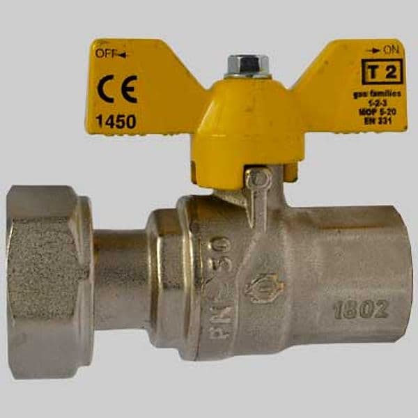 Valvola Sfera Gas F Dado Girevole Farfalla Alluminio 3/4 x 1 F.i.v - 2