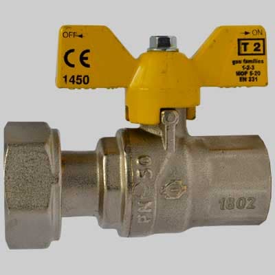 Valvola Sfera Gas F Dado Girevole Farfalla Alluminio ½ x ¾ F.i.v - 2