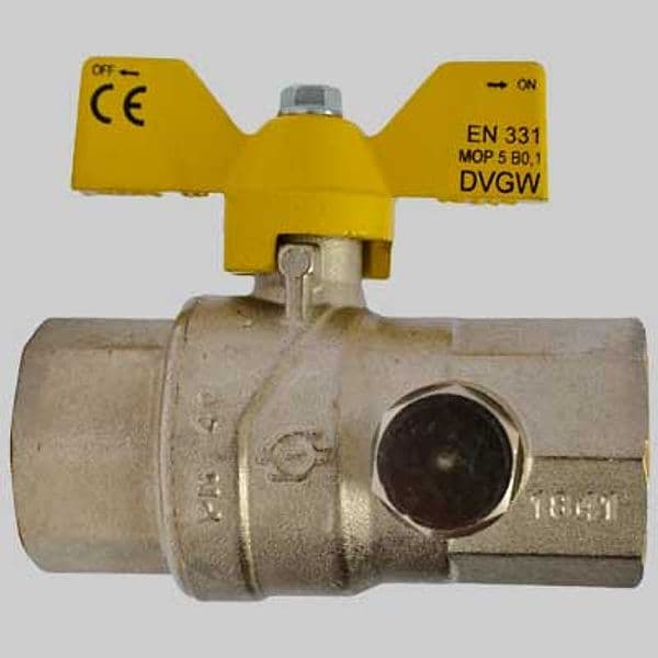 Valvola Sfera Gas F con Due Prese Pressione Farfalla Alluminio 1/2 F.i.v - 2