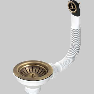Piletta in Ottone Anticato con Troppo Pieno Rotondo Ø 114 l B Plast - 2